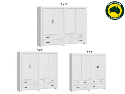 BUSTIN (AUSSIE MADE) 4 DOOR / 4 DRAWER WARDROBE COLLECTION - ASSORTED PAINTED COLOURS - STARTING FROM $2399
