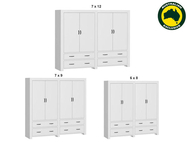 BUSTIN (AUSSIE MADE) 4 DOOR / 4 DRAWER WARDROBE COLLECTION - ASSORTED PAINTED COLOURS - STARTING FROM $2399
