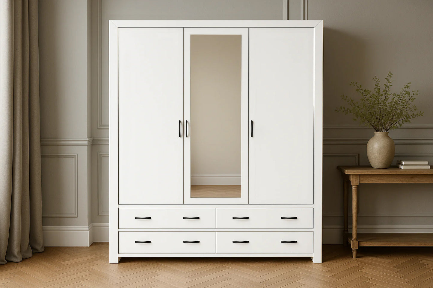 Bustin (AUSSIE MADE) 3 Door / 4 Drawer Mirror Wardrobe - Assorted Painted Colours