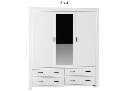 BUSTIN (AUSSIE MADE) 3 DOOR / 4 DRAWER MIRROR WARDROBE - ASSORTED PAINTED COLOURS - STARTING FROM $1499