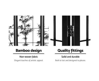 HARTLEY  ROOM DIVIDER PRIVACY SCREEN  FOLDABLE 4 PARTITION STAND -  BLACK & WHITE
