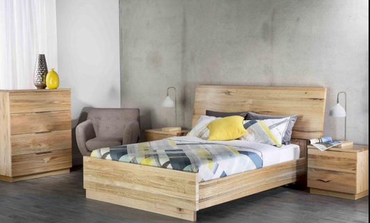 PASQUA KING 4 PIECE (TALLBOY)  BEDROOM SUITE - (MODEL-1-19-20-18-15)  - NATURAL