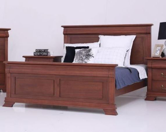 Queen Bradley Solid Timber Panel Bed - (MODEL:3-1-18-15-12-9-14-5) - As Pictured
