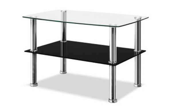 CAIRO 2-TIER GLASS COFFEE TABLE - BLACK