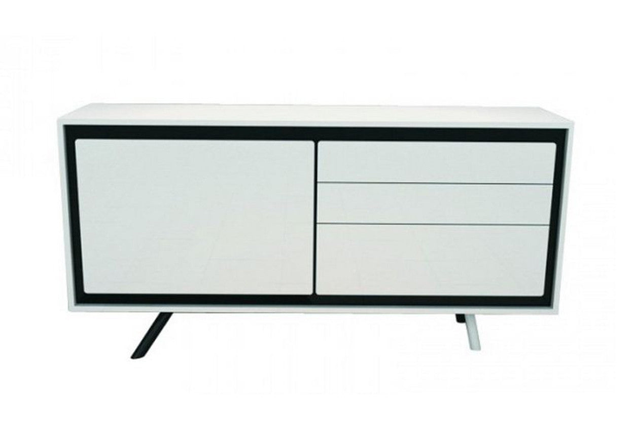 CALI 1600(W) BUFFET WITH 1 DOOR / 3 DRAWERS (WD-168) - 780(H) X 1600(W) - HIGH GLOSSY  WHITE