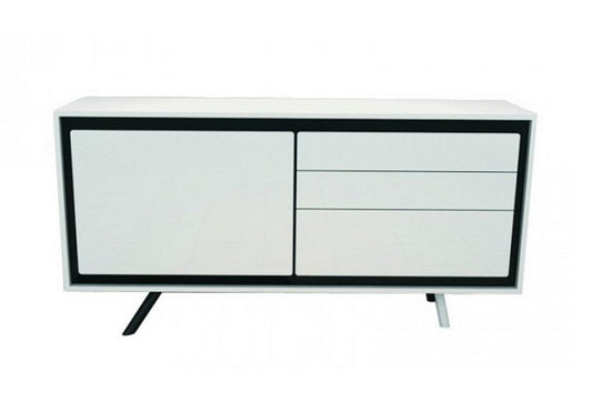 CALI 1600(W) BUFFET WITH 1 DOOR / 3 DRAWERS (WD-168) - 780(H) X 1600(W) - HIGH GLOSSY  WHITE