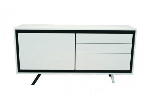 CALI 1600(W) BUFFET WITH 1 DOOR / 3 DRAWERS (WD-168) - 780(H) X 1600(W) - HIGH GLOSSY  WHITE