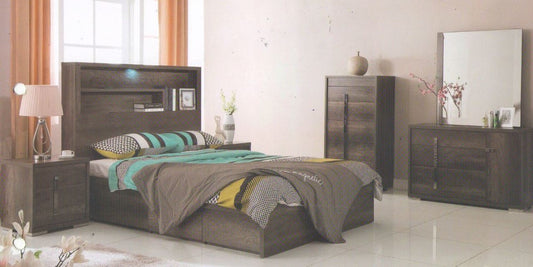 JESUIT QUEEN  5 PIECE (DRESSER ) BEDROOM SUITE  - (MODEL:12-9-2-18-1-18-25)  - CHARCOAL