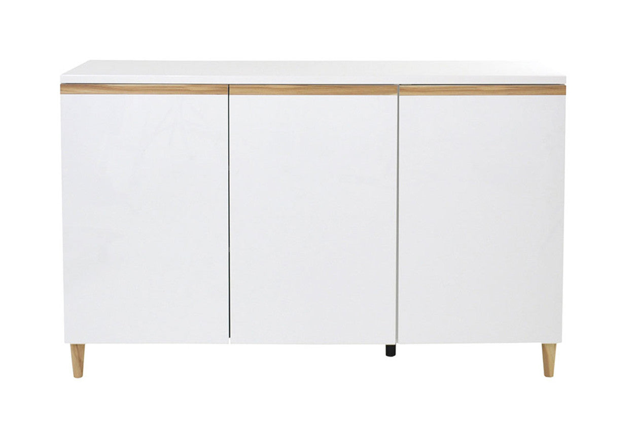 Carrie 3 Doors Buffet - 900(H) X 1500(W) - High Gloss White / Cypress Trim