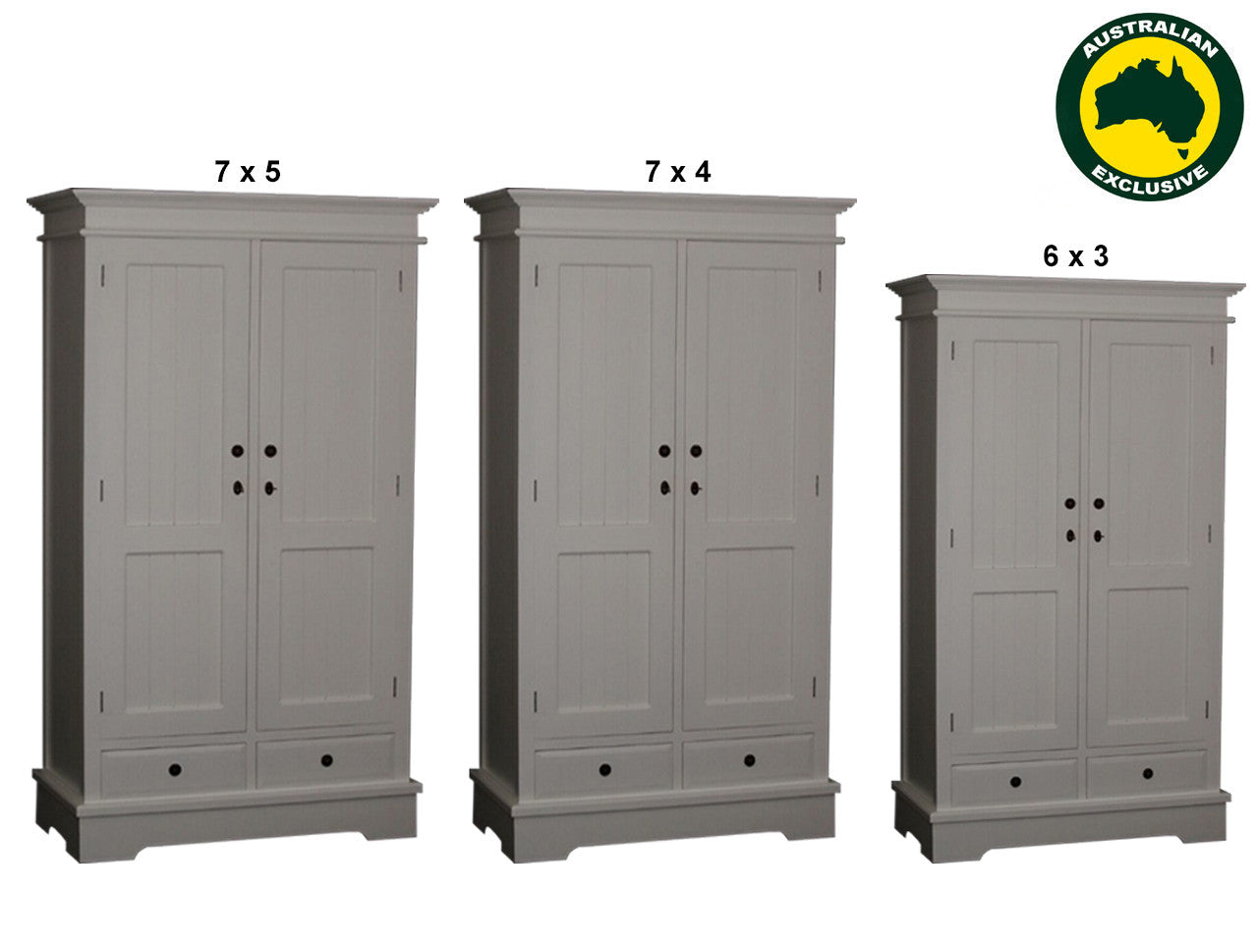 CASTRO (AUSSIE MADE) HARDWOOD 2 DOOR / 2 DRAWER WARDROBE COLLECTION - ASSORTED PAINTED / STAINED COLOURS - STARTING FROM $1499