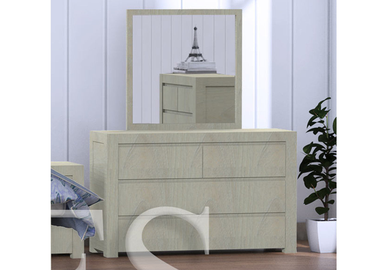 TAMPA (CUSTOM MADE) 4 DRAWER DRESSING TALBE WITH MIRROR - ASSORTED STAINED COLOURS
