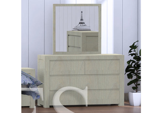 TAMPA (CUSTOM MADE) 4 DRAWER DRESSING TALBE WITH MIRROR - ASSORTED STAINED COLOURS