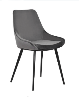 Domo Velvet Fabric Dining Chair - Charcoal