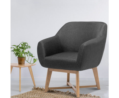 Accon Fabric Lounge Armchair - Charcoal