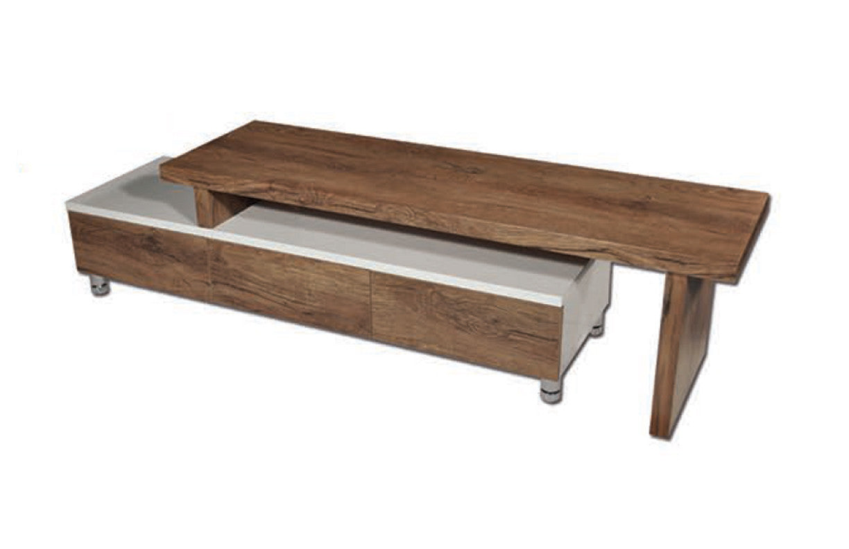 CHARLENE EXTENDABLE ENTERTAINMENT UNIT WITH DRAWERS - 470/305(H) X 1640/2860(W) - ANTIQUE OAK