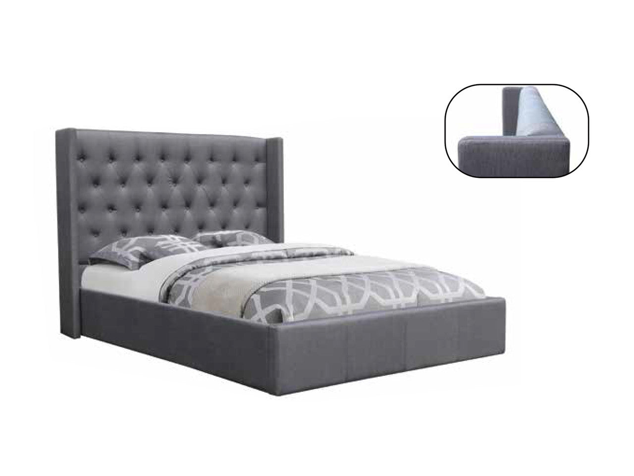 King Clotton Fabric Bed - Black (PICTURED IN CHAMPAGNE)