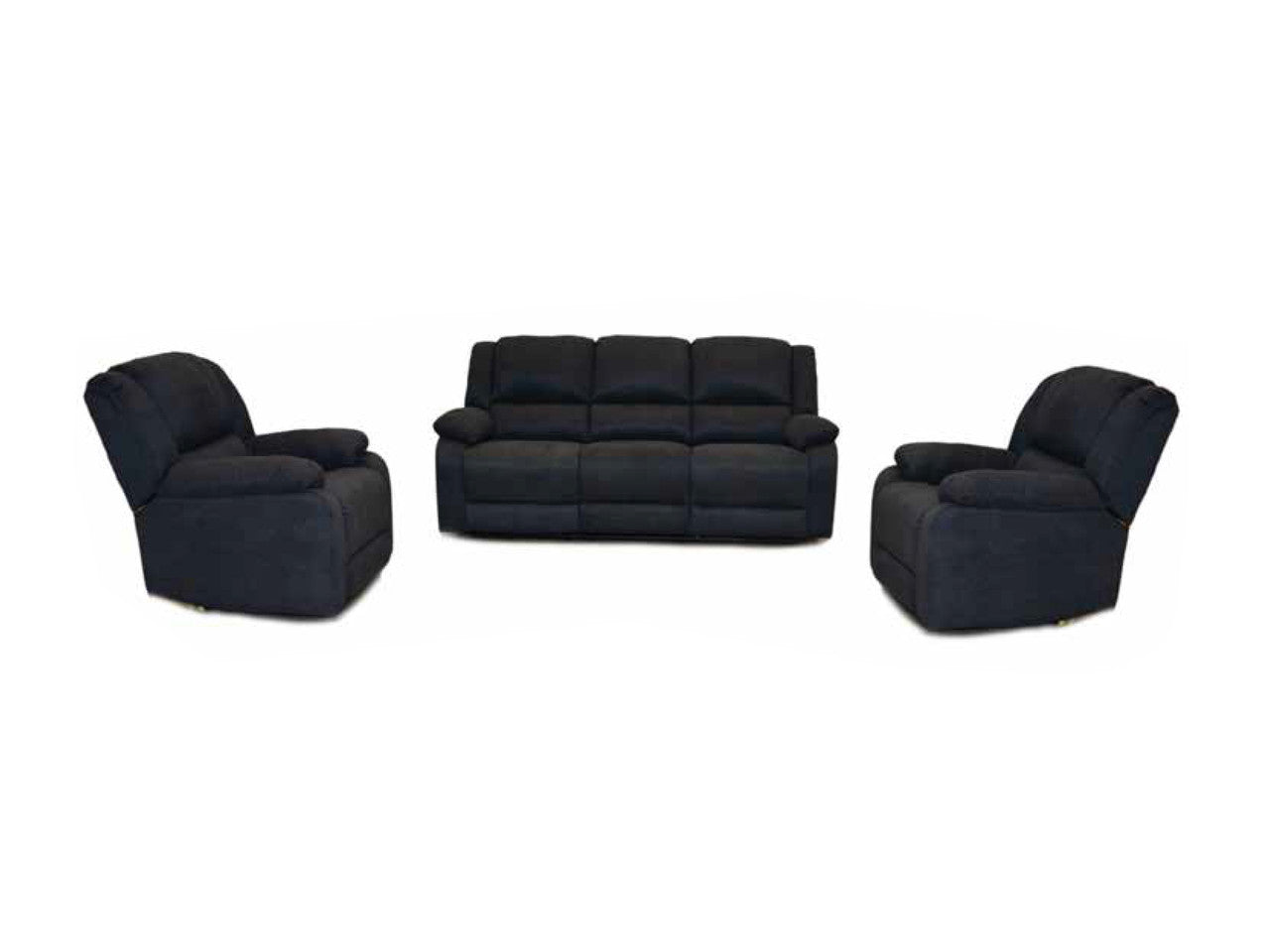 Strauss 3rr+1r+1r Fabric Recliner Lounge Suite - Black