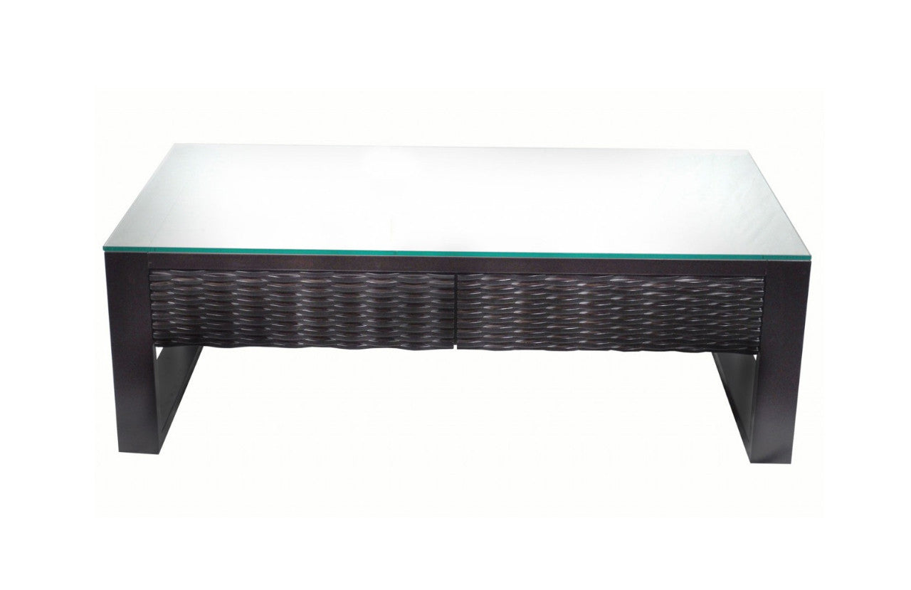 CHLOE COFFEE TABLE WITH GLASS TOP - 1300(W)  x 700(D) - AS PICTURED