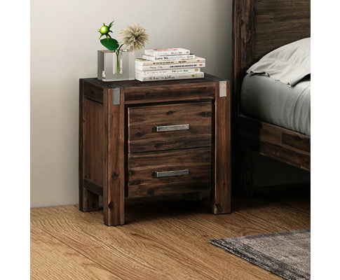 Jarvan 2 Drawer Bedside Table - Chocolate