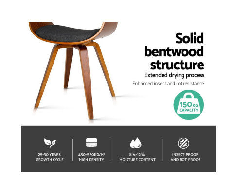 ABILENE BENTWOOD DINING CHAIR - CHARCOAL
