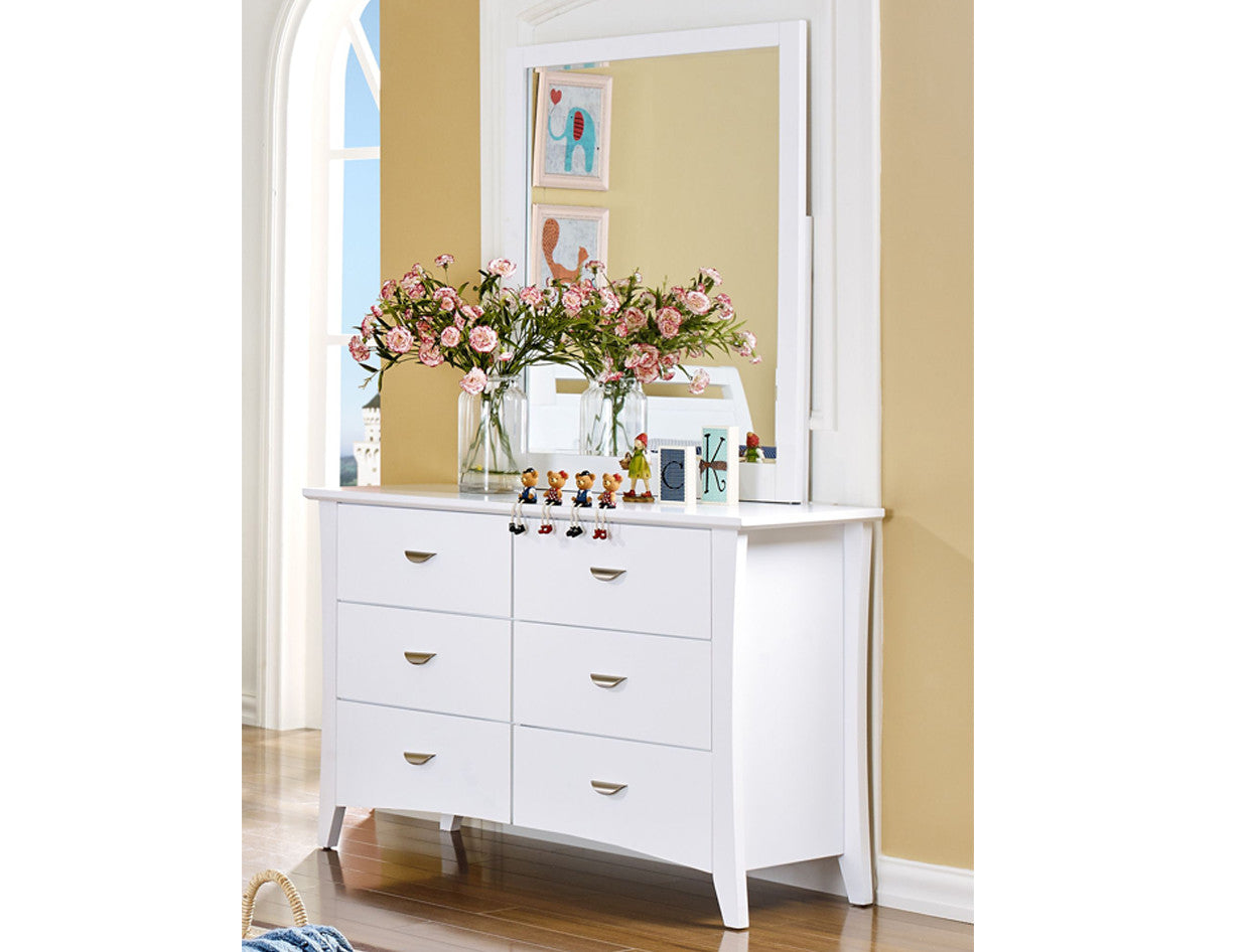 LISERLI (5205) 6 DRAWER  DRESSING TABLE WITH MIRROR - WHITE
