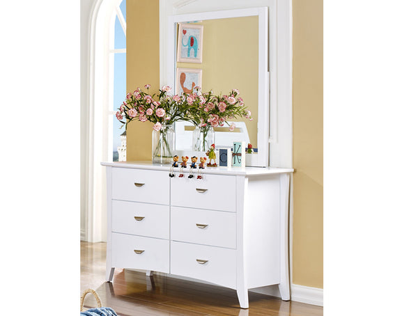 LISERLI (5205) 6 DRAWER  DRESSING TABLE WITH MIRROR - WHITE
