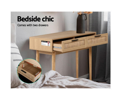 JOHNSON RATTAN  CONSOLE TABLE WITH 2 DRAWERS - NATURAL