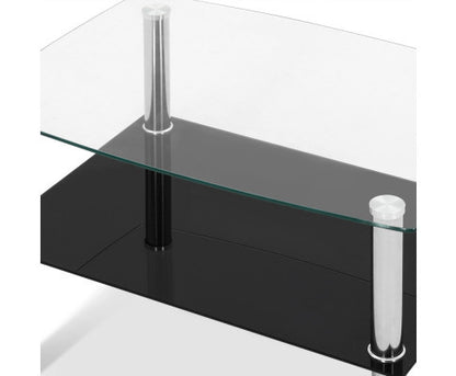 CAIRO 2-TIER GLASS COFFEE TABLE - BLACK