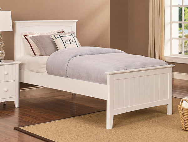 KING SINGLE CORBIN (5203) TIMBER VENEER BED - WHITE