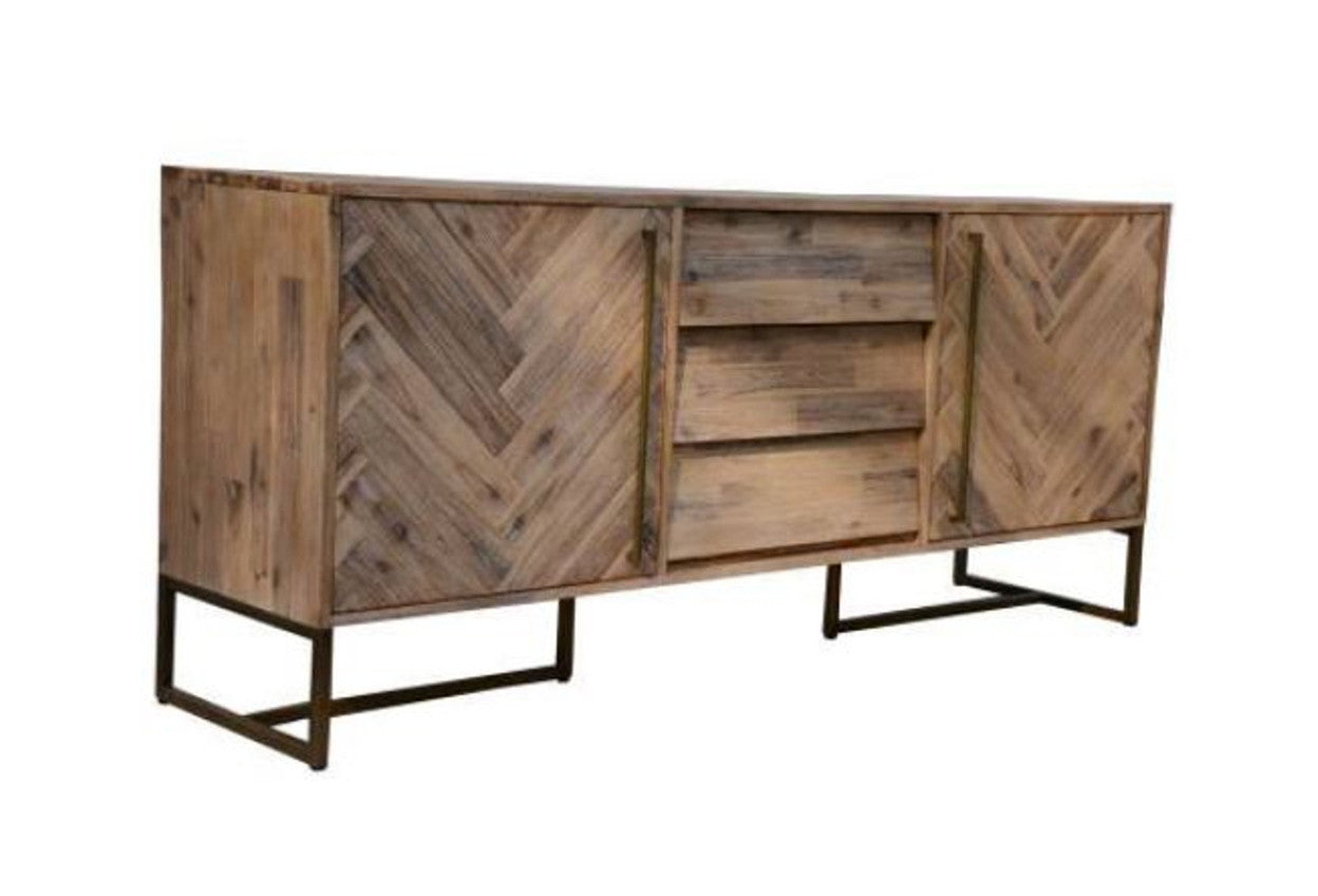 Country 2 Doors 3 Drawers Sideboard Buffet With Metal Legs (18-15-13-1) - 800(H) X 1800(W) - Oak