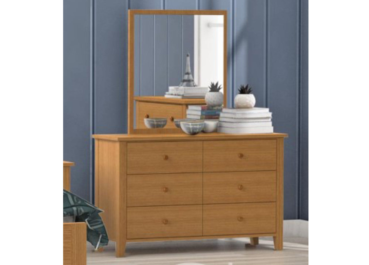 Cronulla (AUSSIE MADE) 6 Drawer Dressing Table With Mirror - Tassie Oak Combination - Assorted Colours