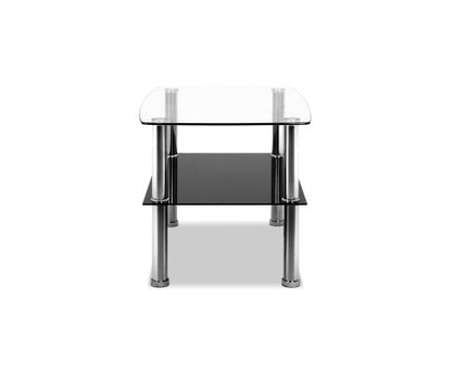 CAIRO 2-TIER GLASS COFFEE TABLE - BLACK