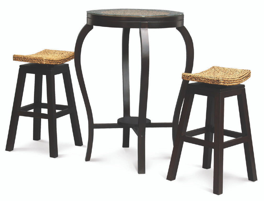 ORNAMENT BAR TABLE  WITH 2x STOOLS  - 1000(H) * 700(D) - CHOCOLATE