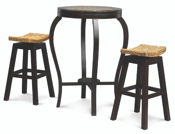 ORNAMENT BAR TABLE  WITH 2x STOOLS  - 1000(H) * 700(D) - CHOCOLATE
