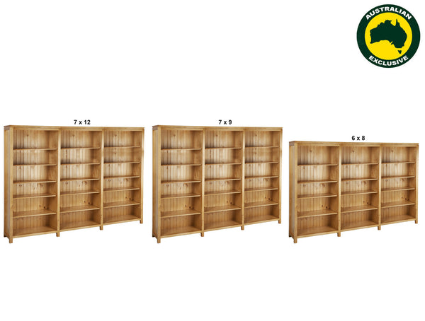 CALISTOGA (AUSSIE MADE) BOOKCASE (4 SECTIONS) PIGEON PAIRED COLLECTION - ASSORTED STAINED COLOURS - STARTING FROM $1999