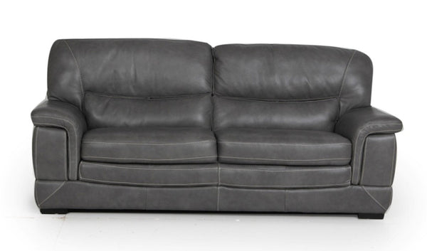 CAMBRIDGE (V-9307) 3 SEATER + 2 SEATER LEATHER LOUNGE SUITE - DARK GREY OR LIGHT GREY