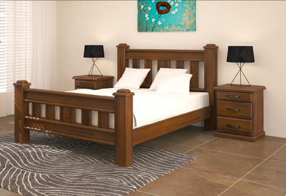JAMAICA QUEEN 3 PIECE (BEDSIDE) BEDROOM SUITE (VJM‐001) - BLACKWOOD