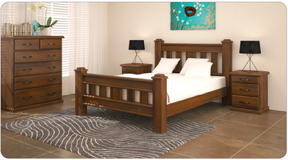 JAMAICA QUEEN 4 PIECE (TALLBOY) BEDROOM SUITE (VJM‐001) - BLACKWOOD