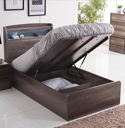 KESWICK SINGLE OR KING SINGLE 3 PIECE BEDROOM SUITE WITH FRONT GAS LIFT STORAGE - CHARCOAL OAK