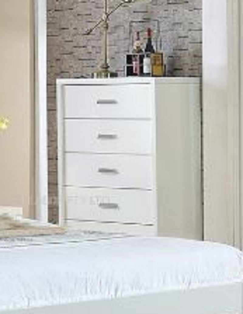 Chicago 5 Drawer Tallboy - High Gloss White
