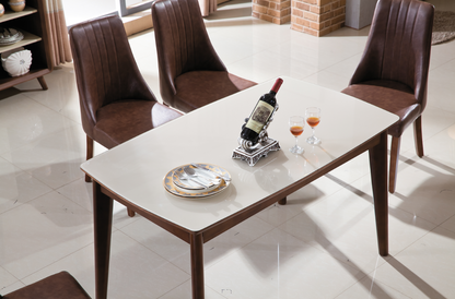 HONEY DINING TABLE - 1600(L) X 900(W) - (MODEL 22-1-22-1-14) - WALNUT / WHITE