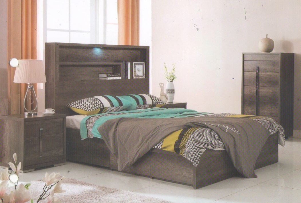 Jesuit King 4 Piece (TALLBOY) Bedroom Suite - (MODEL:12-9-2-18-1-18-25) - Charcoal