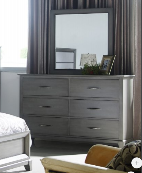 Midasco (612) 6 Drawers Dresser & Mirror (MODEL - 10-13-19-12-25-14) - Grey