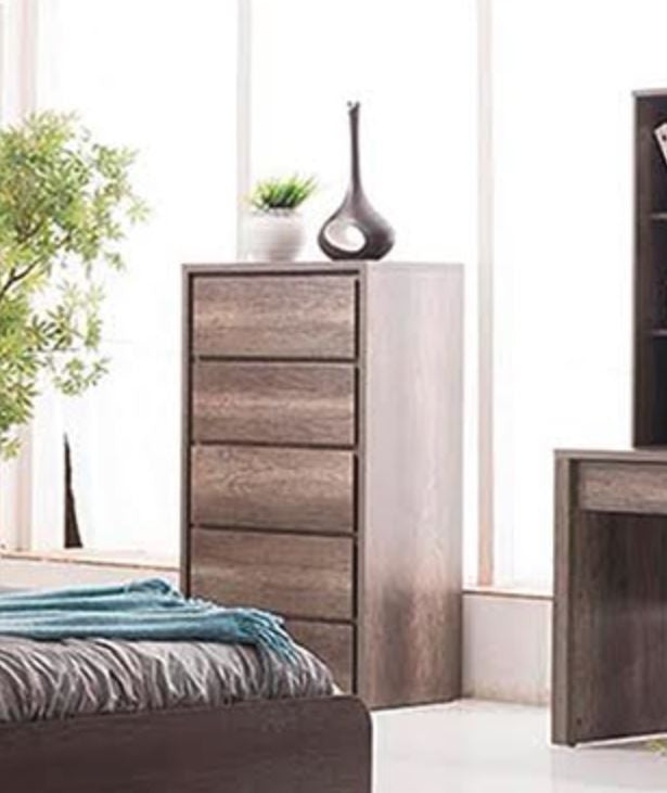 Keswick / Resort 5 Drawer Tallboy Chest (16-8-15-20-15-14) - 1237(H) X 700(W) - Charcoal Oak