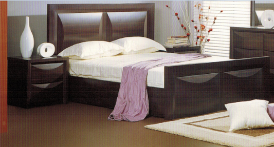 Evita Double Queen 3 Piece Bedside Bedroom Suite -walnut