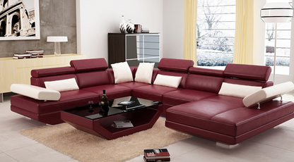 GORICA CORNER LOUNGE SUITE WITH CHAISE (K5009) WITH MATCHING COFFEE TABLE - CHOICE OF LEATHER AND ASSORTED COLOURS AVAILABLE