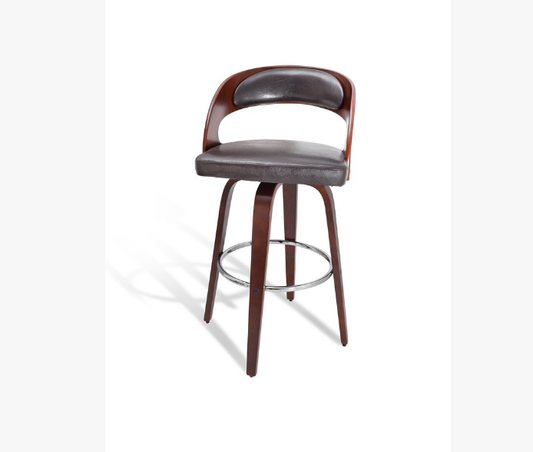 FERRARA BENTWOOD LEATHERETTE BAR STOOL - SHINY BROWN