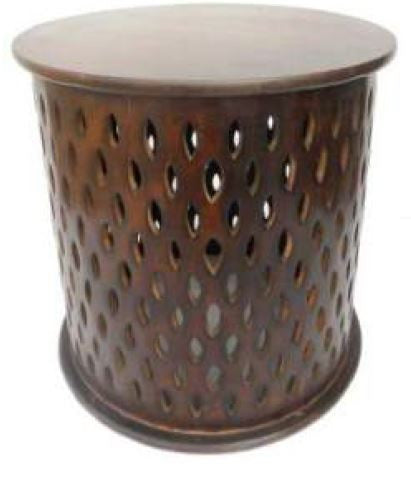 Mosaic Round Lamp / Side Table - Burnt