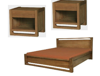 SCANDINAVIAN QUEEN  3 PIECE BEDSIDE BEDROOM SUITE   -  CARAMEL