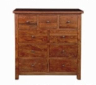 DUOLYN  9 DRAWER TALLBOY (  MODEL16-1--1-13-15-21-914-20)   - 1200(H) X 1195(W)- WARM TEAK